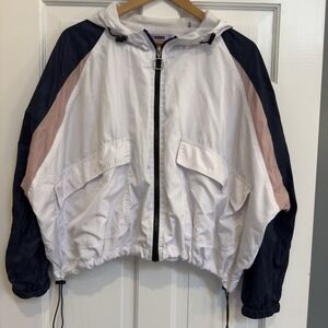 Ci Sono Women's Cropped Lightweight Jacket Size Large Full Zipper‎ Hooded